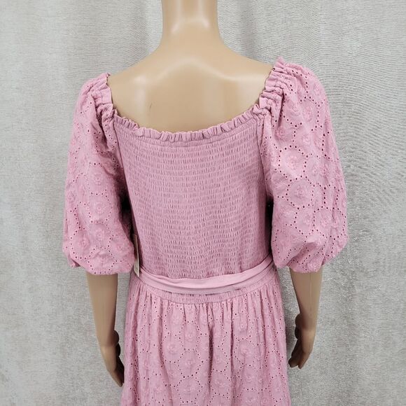Westbound Pink Smocked Eyelet Cotton Maxi Dress Women's Size Large NEW - Picture 9 of 12